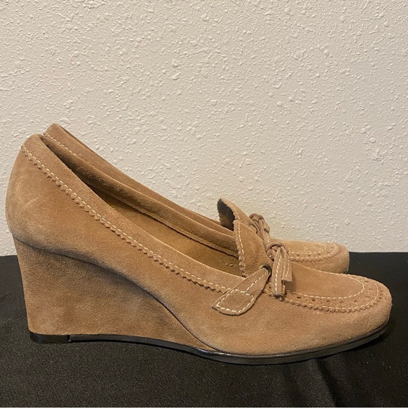 Alexandra Bartlett | Tan Oxford Leather Wedges 8 - Picture 3 of 5